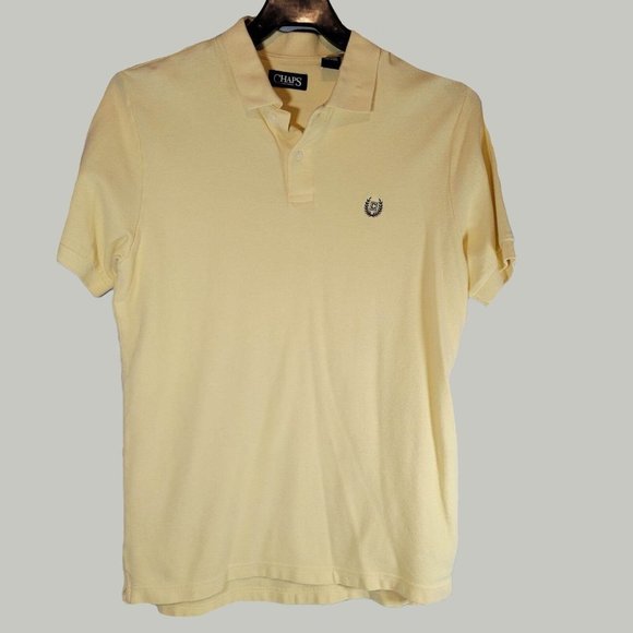 Chaps Mens Polo Shirt  Yellow Short Sleeve  Size Medium - Picture 1 of 3